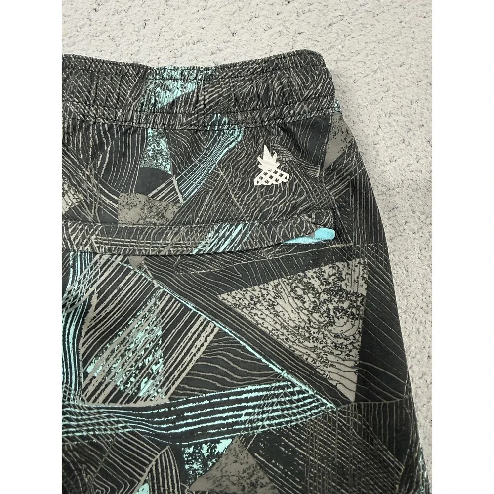 Chubbies Swim Trunks Shorts Mens 30 Black Geometric Lined Drawstring Pockets